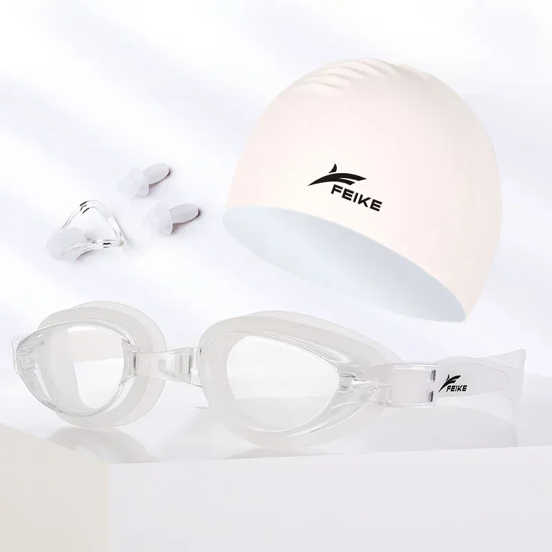 2025 miopia óculos de natação touca de natação óculos de natação anti-nevoeiro à prova dwaterproof água touca de natação manga à prova dwaterproof água nariz clipe tampões de ouvido conjunto