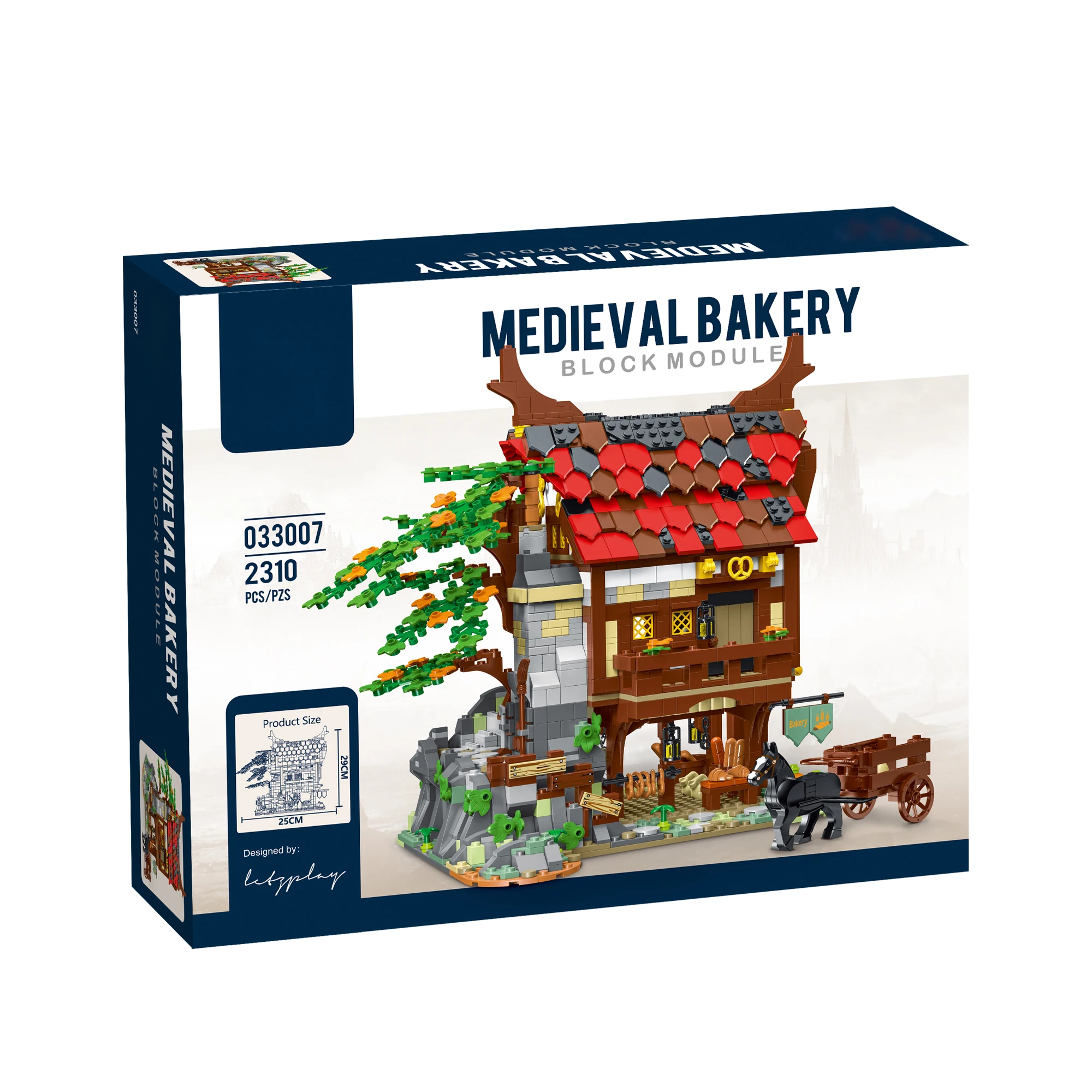 Zestaw klocków konstrukcyjnych Średniowieczna Piekarnia, ozdoby na biurko, model domu z widokiem na ulicę do samodzielnego montażu, prezent na urodziny dla dzieci