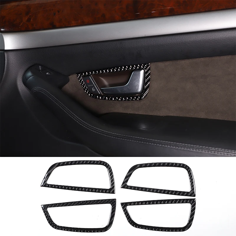 

For 2004-2012 Audi A8 Soft Carbon Fiber Car Door Inner Handle Frame Cover Sticker Car Interior Protection Accessories 4Pcs