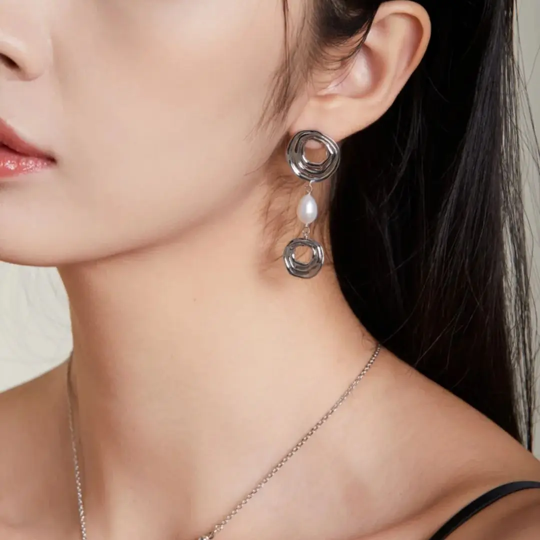 الطبيعية الباروك اللؤلؤ قلادة لؤلؤ المياه العذبة القرط فريد 18K مطلية بالذهب اللؤلؤ والمجوهرات للنساء هدايا عيد الميلاد/عيد الميلاد #5