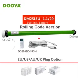Dooya DM25LEU EU/US/AU/UK Plug Tubular Motor Lithium Battery,Built-in Receiver,RF433 Remote Control 38mm Tube for Rolling  Blind