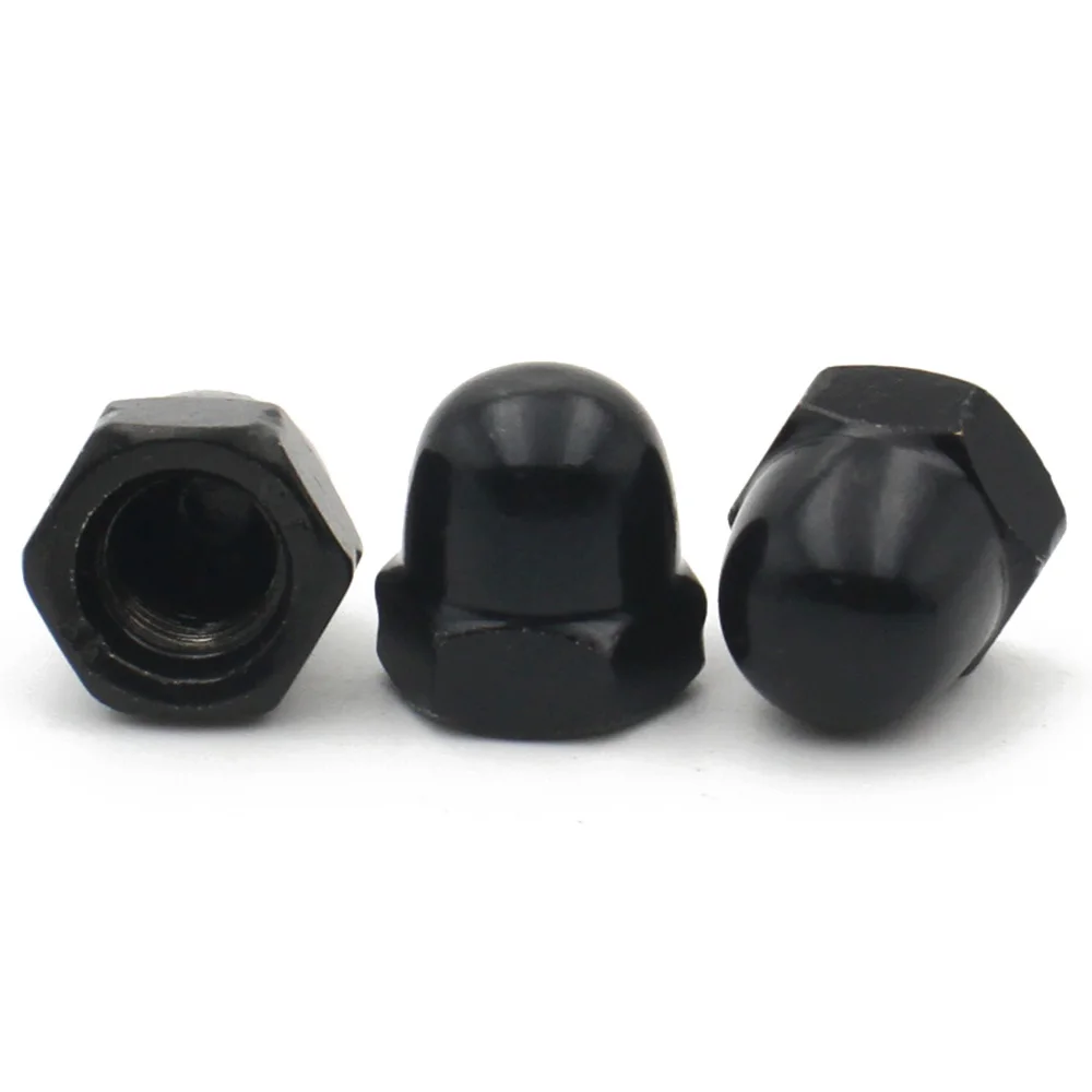 3-40pcs Black Carbon Steel Metric Acorn Nuts M3 M4 M5 M6 M8 M10 M12 Domed Cap Nuts Crown Hex Nuts