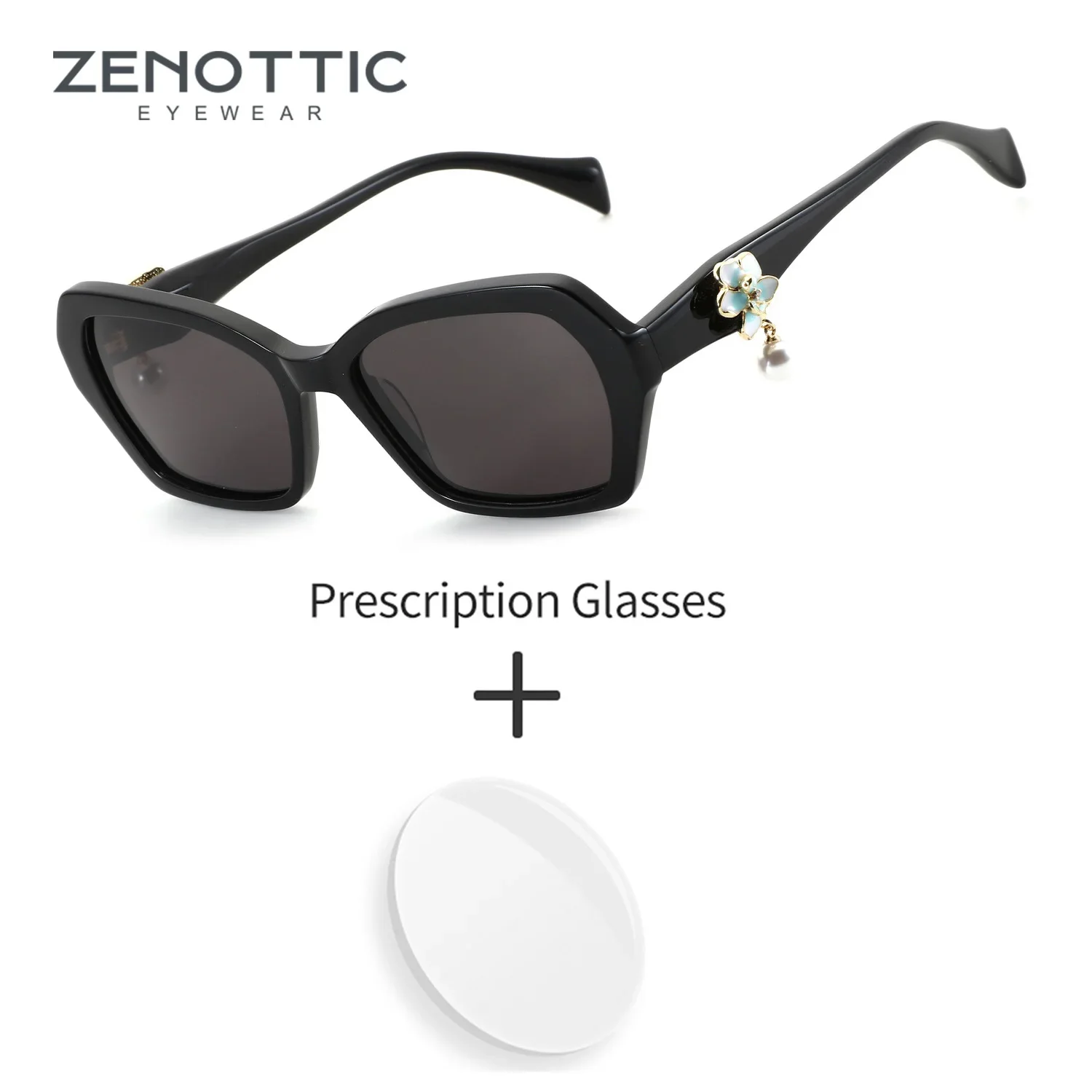 

ZENOTTIC Prescription Sunglasses For Women Butterfly Acetate Frame Polarized UV400 Presbyopic Blocking Lenses Outdoor Use