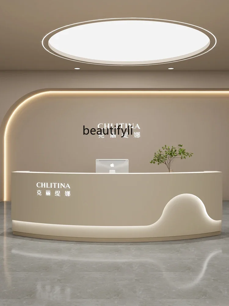 Simple curved paint clothing store bar checkout page beauty salon front desk