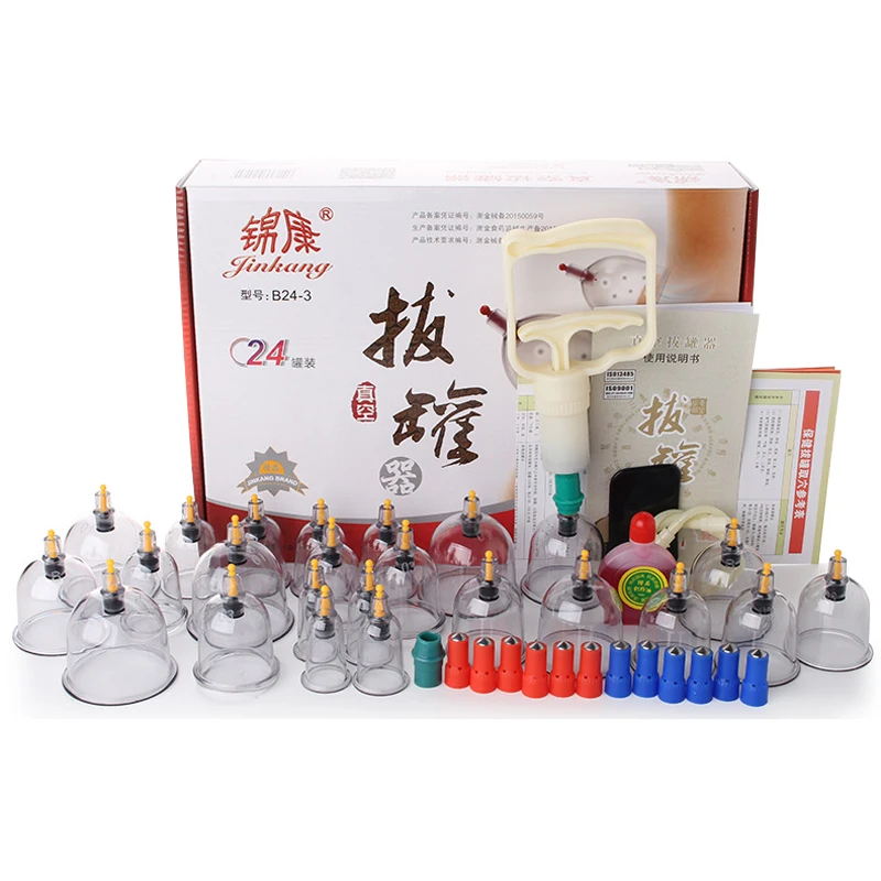 

24PCS Cups Chinese Vacuum Cupping Set Pull Out Vacuum Apparatus Relax Body Massagers Magnet Therapy Suction Pump Massage Cup