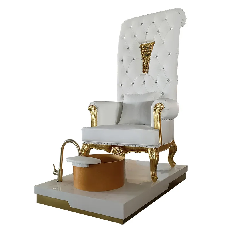 Luxury Tufted หนังกลับสปาเท้าเล็บเก้าอี้คลาสสิก King บัลลังก์ Pedicure เก้าอี้อ่างล้างหน้าสําหรับ Salon