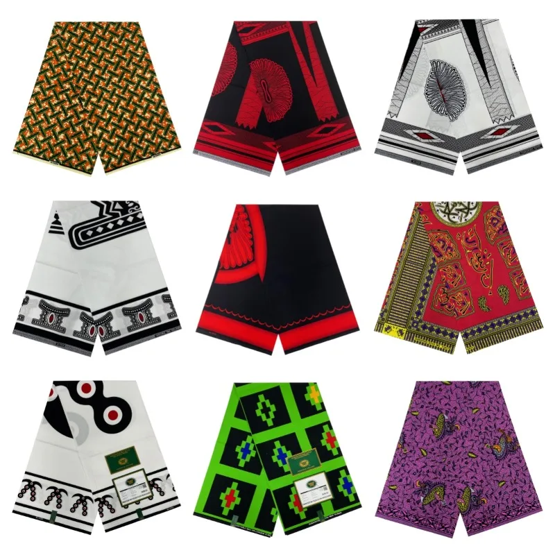 

African Wax Fabric Black Wax Prints Fabric 100% Cotton Wax Printed Nigeria Ghana Tissu 6 Yards