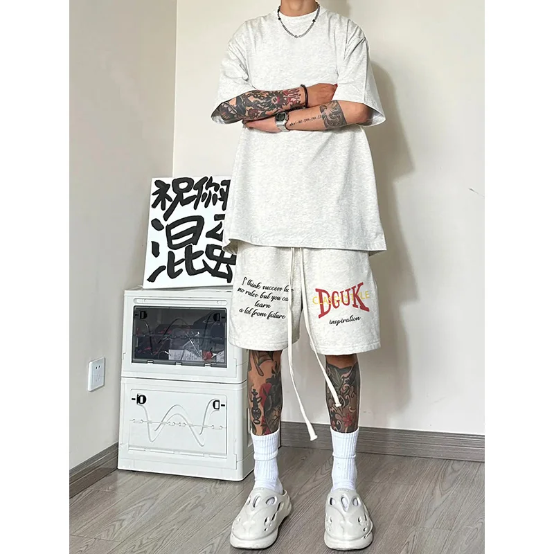 American Hiphop Casual Shorts Men's Summer Fashion Brand Versatile Loose Couple Drawstring Sports Capris