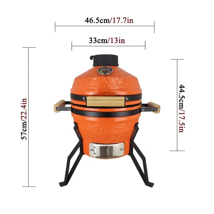 KIMSTONE 13-дюймовый коммерческий маленький мини-гриль-барбекю, уголь, портативный уличный гриль-барбекю, яйцо, керамический гриль Камадо с ручкой
