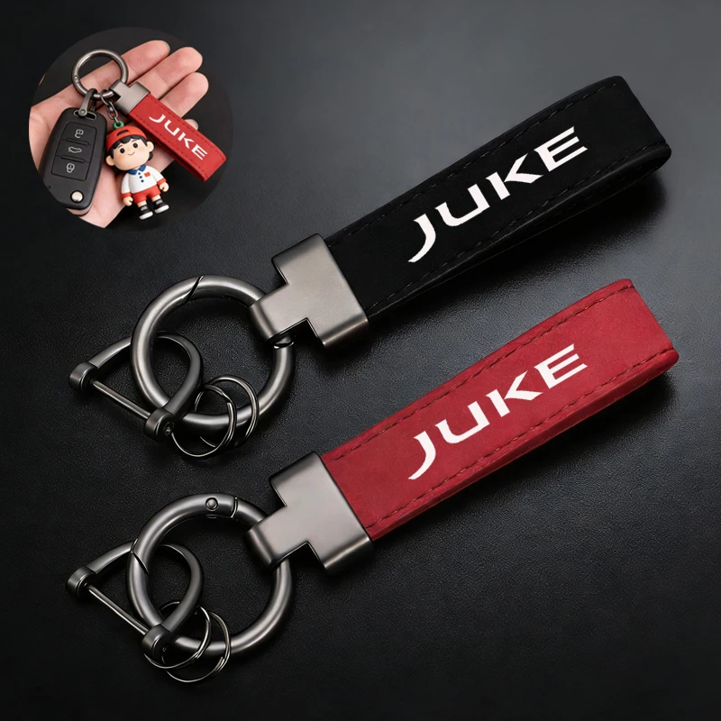 LOGO Luxus-Schlüsselanhänger aus Wildleder und Legierung für Nissan Juke alle Serien, universelles Autozubehör