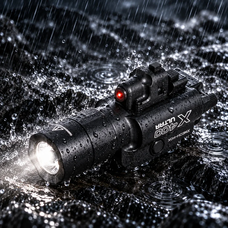 X400 Portable Slide Mount Flashlight High Strength Nylon Hand Lamp Dual Control Switch Outdoor Night