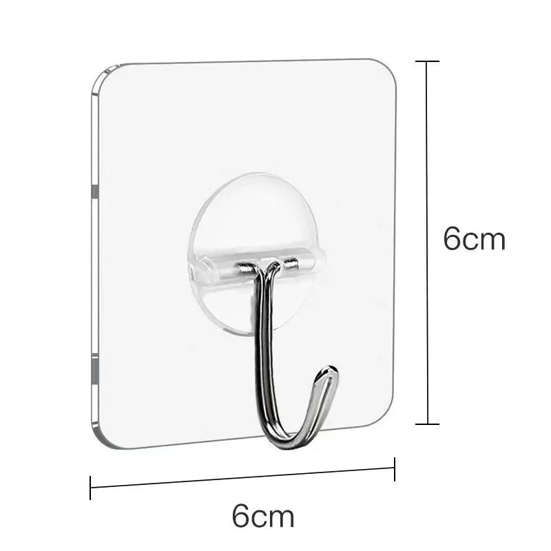 Transparent Wall-mounted Hooks Self-adhesive Door Hanger Suction Hook Heavy Duty Load Rack Hanger for Kitchen Bathroom Organizer