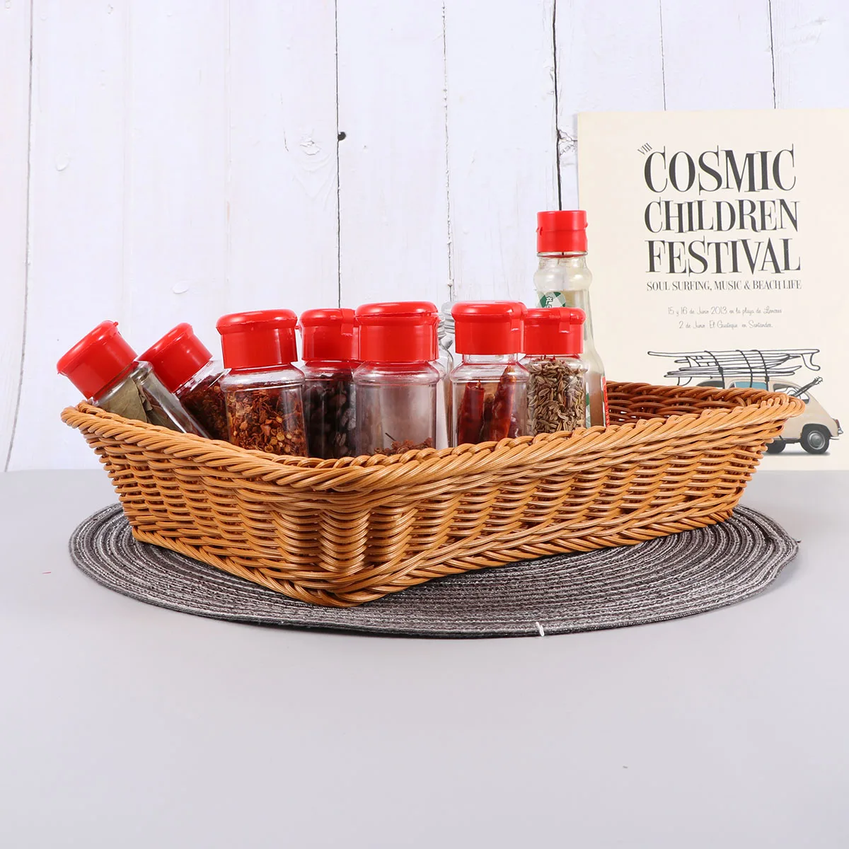 

Wicker Snack Basket Bread Desktop Organizer Imitation Rattan Storage Simulation Woven