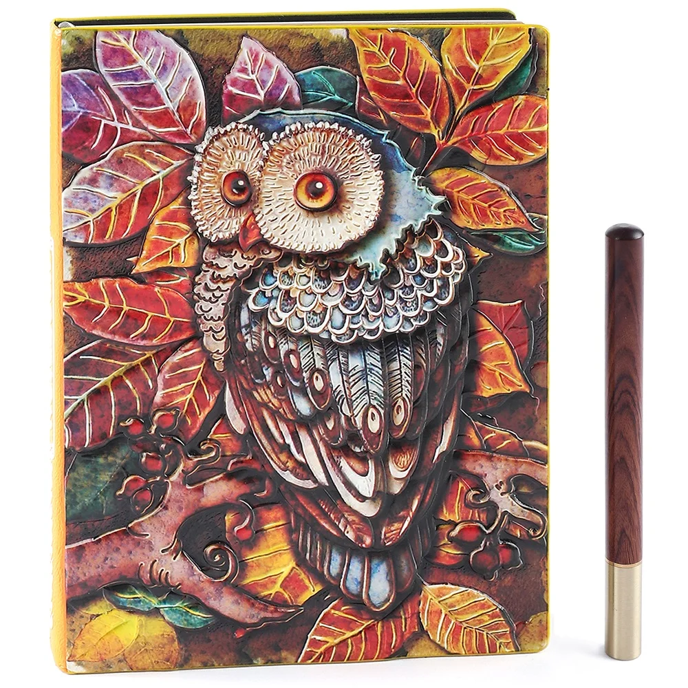 

Lovely Owl Notebook 3D Embossed Cover Diary Vintage A5 Planner Journal School Office Creative Gift Writing Note Books