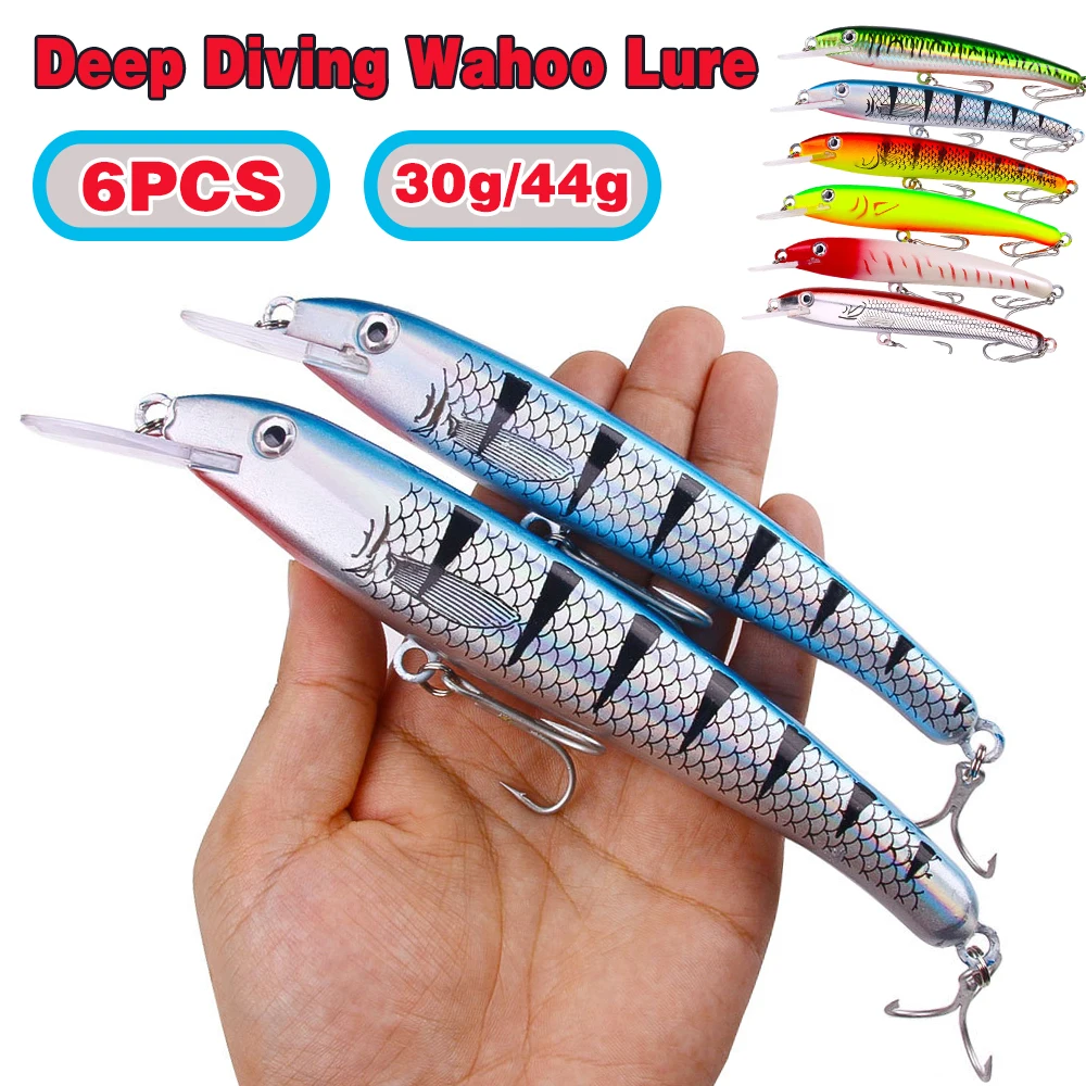 6 قطعة البلمة الكبيرة 30 جرام/44 جرام الوزن الثقيل الصيد إغراء أسماك الاصطناعي الطعوم الصلبة Wobblers معالجة Pesca الكارب بايك العين الورقية البحر فيشين