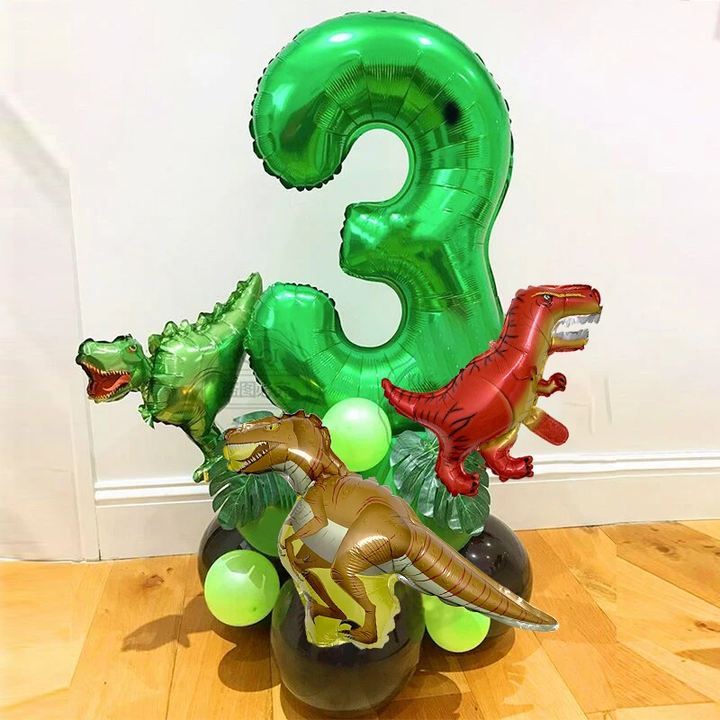 21 Stücke Dschungel Dinosaurier Geburtstag Luftballons Safari Party Dino Tier Ballon Palmblatt Set Kinder Junge 1 Jahr Geburtstag Party Dekoration