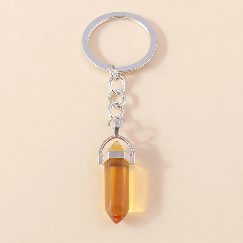 Aihua Neue Bunte Natürliche Sechseckige Kristallstein-Schlüsselanhänger Kugelförmiger Quarz-Kristall-Schlüsselring für Damen Handtaschen-Deko – Detail 9