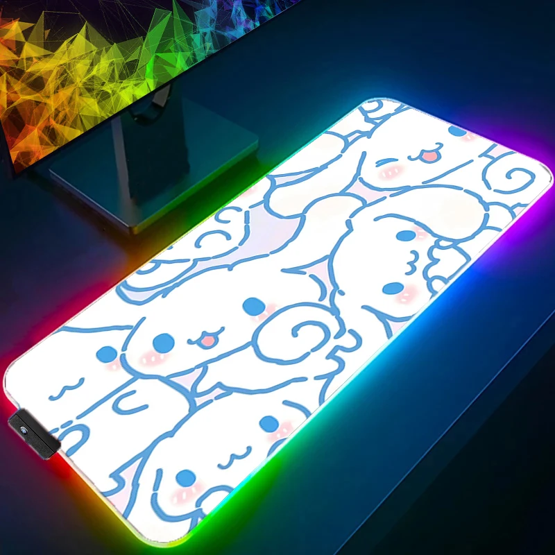 

C-cinnamoroll светодиодный коврик для мыши геймерский Decoracion геймерский настольный коврик XXL 900x400 RGB коврик для мыши игровые аксессуары подсветка коврик для клавиатуры