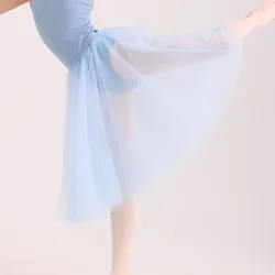 Hot Sale 2 Layers Soft Kids Girls Children Training Dancewear White Blue Gray Ballet Dance Skirts Half Tulle Skirts