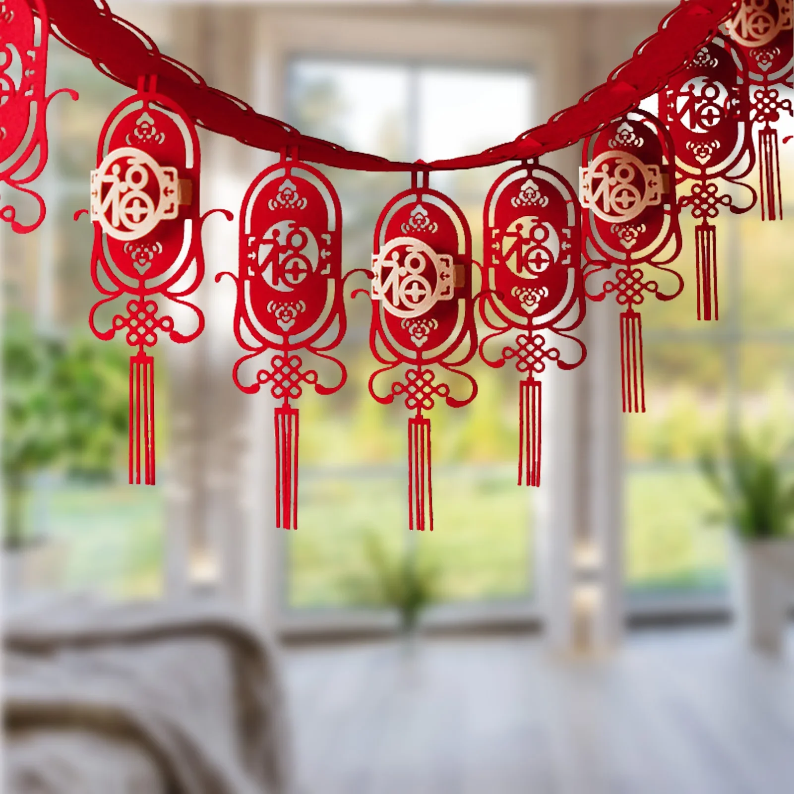Capodanno cinese Lucky Fu Nappa che tira la bandiera Flanella Festival di primavera cinese Capodanno Ornamenti pendenti con ciondolo rosso