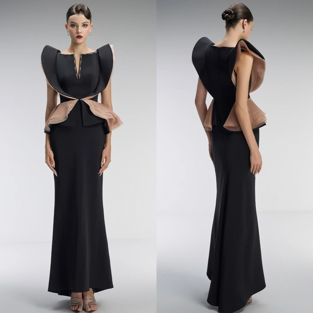 تخصيص حورية البحر طاقم الرقبة قصيرة الأكمام أنيقة مساء اللباس الرسمي حساسة المشاهير أثواب عالية الجودة حزب اللباس