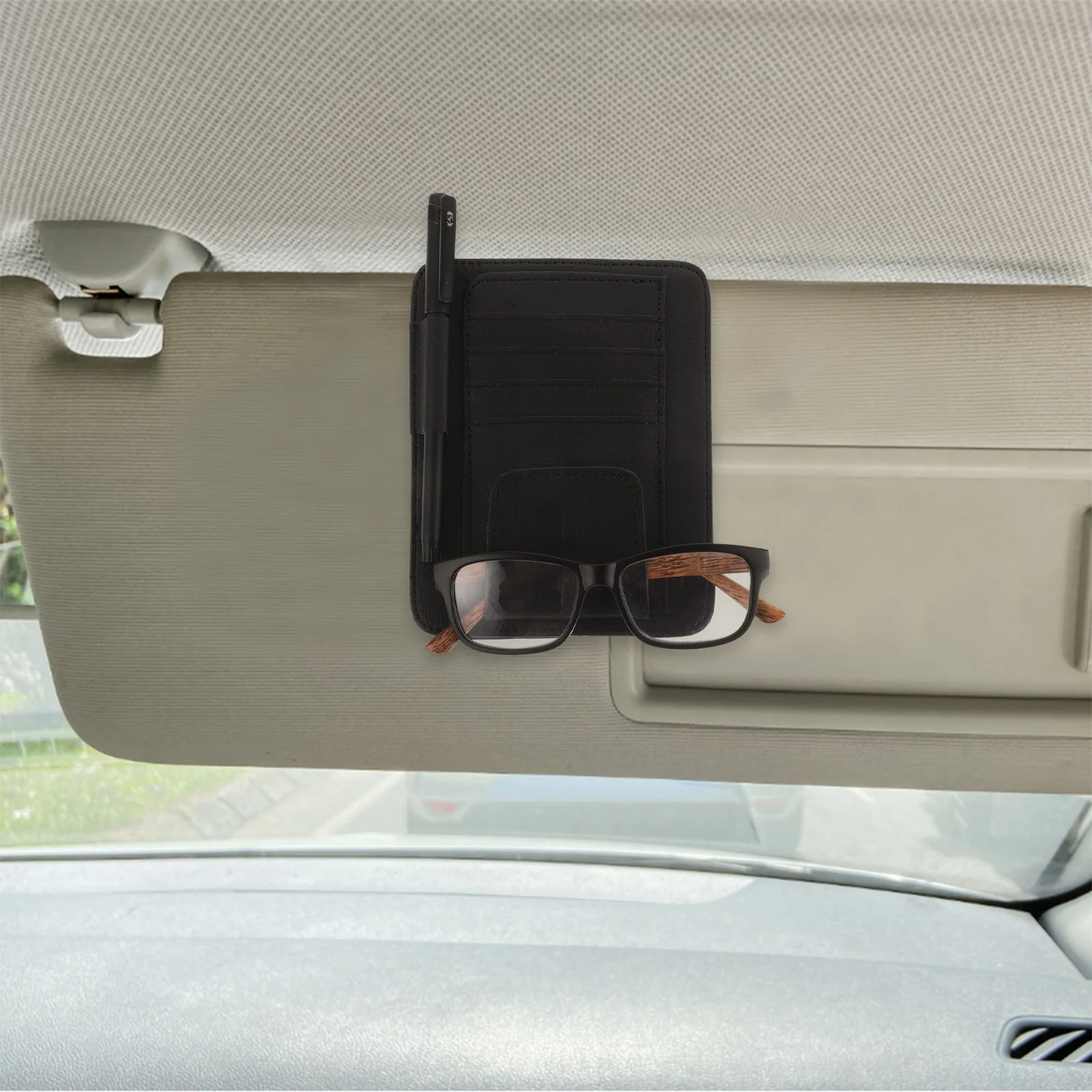 

Multifunctional Visor Organizer Clip Sunglasses Holder License Receipt Storage Durable Scratch Resistant Lightweight