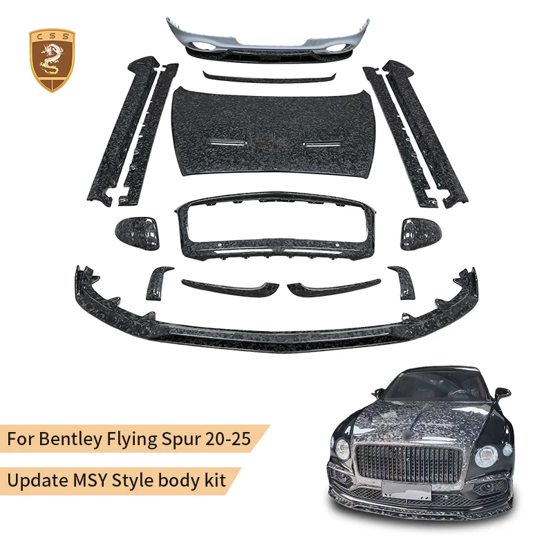 for Bentley Body kit Flying Spur 20-25 MSY Style Forged Carbon Front Lip Grille Frame Hood Mirrors Side Skirt Rear Wing Bumper