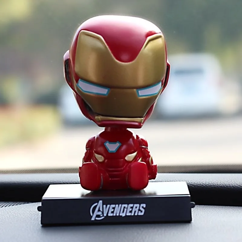 Marvel Avengers Spider Man Iron Man Cartoon Shaking Head Car Doll Ornaments High-looking Creative Figure Car Ornaments