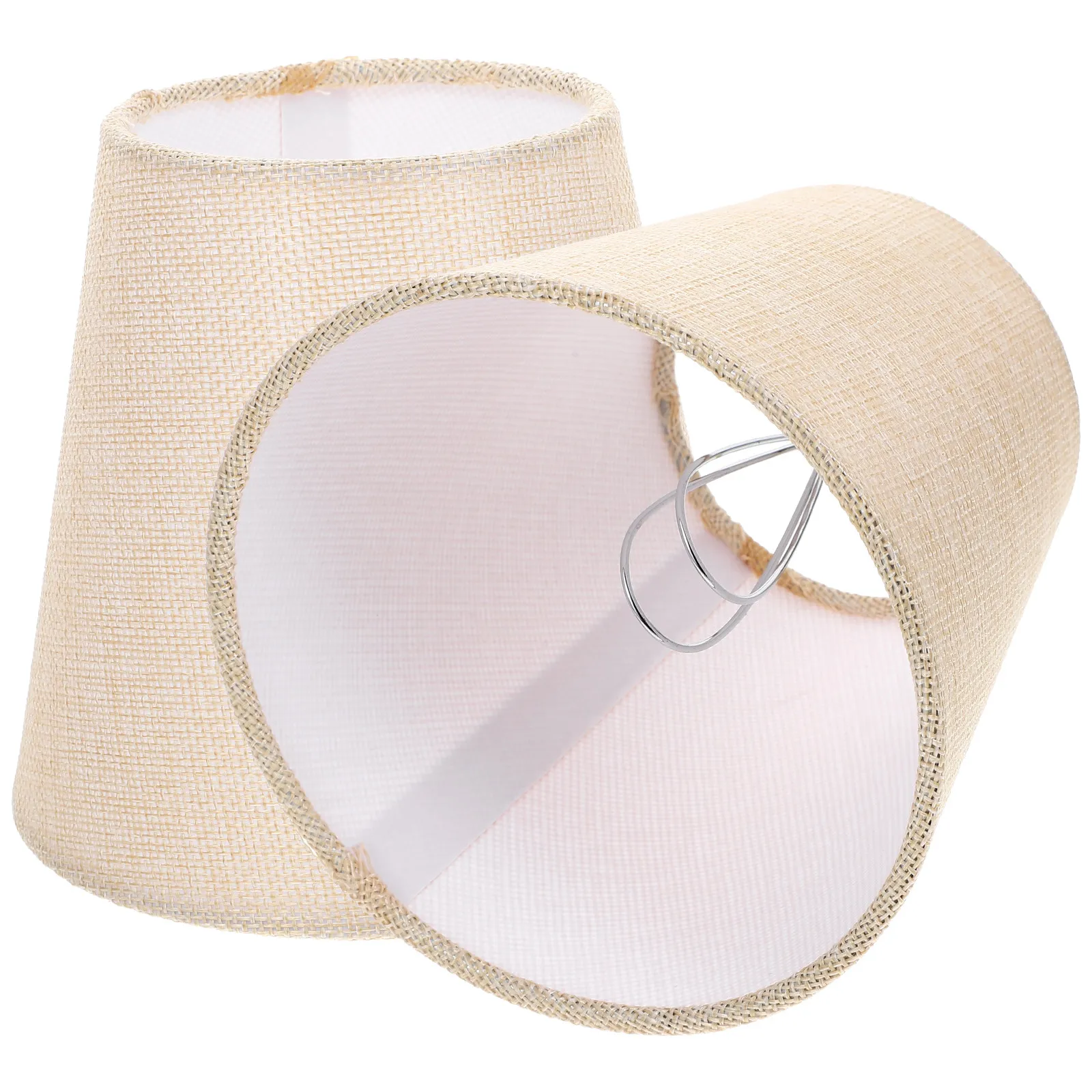2Pcs Cloth Lampshade Clip-on Bulb Lamp Shade Small Barrel Style Indoor Light Cover for Bedroom Study Living Room Table Floor