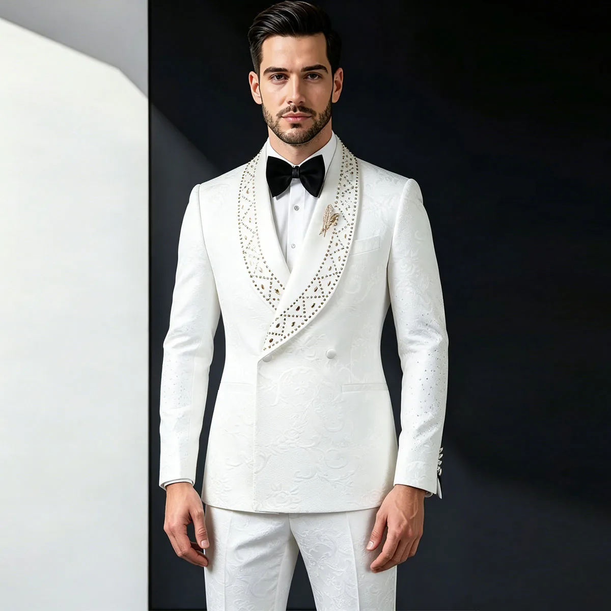 Traje de hombre elegante personalizado de alta calidad con diamantes, traje de novio para boda, esmoquin de 2 piezas, blazer para novio, traje de fiesta.