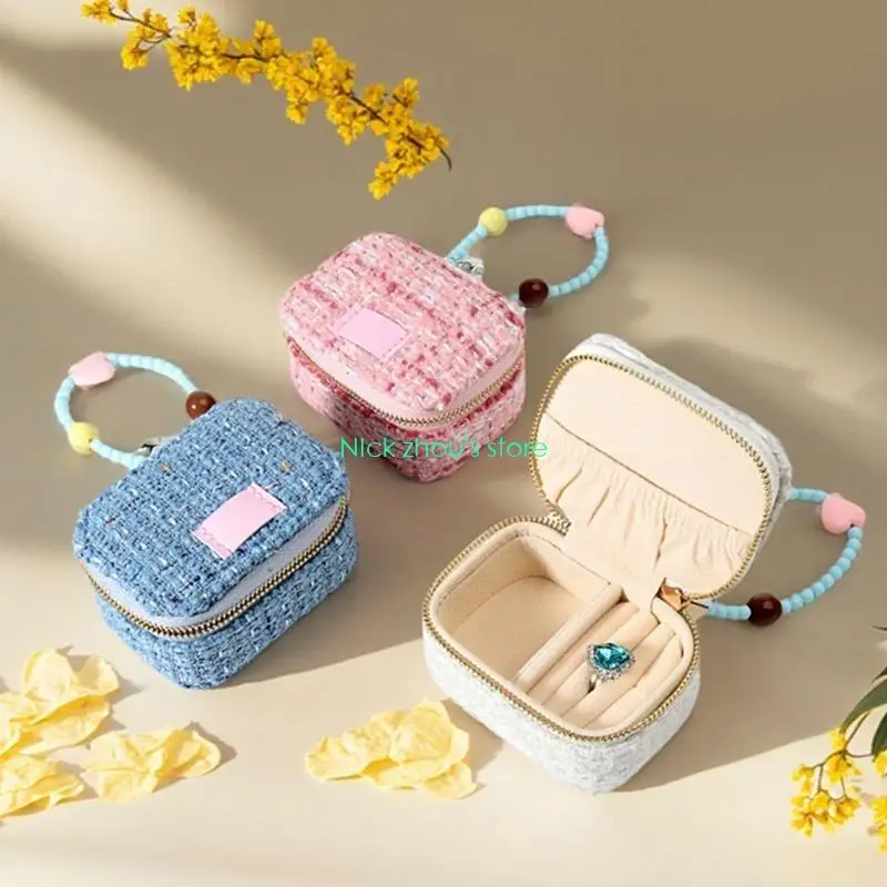 E15E صندوق تخزين مجوهرات أنيق وعملي مع مقبض مثالي لتقديم الهدايا