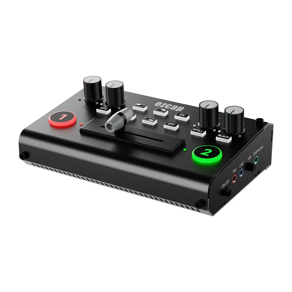 4K30 Video Mixer Switcher with 2 HDMI Input Output 2 HDMI Capture Card CTL LINE IN MIC Earphone In for Game Church Live