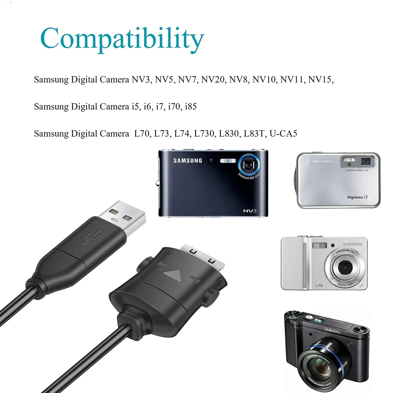 SUC-C2-kabel do wymiany danych i ładowania, zamiennik kabla USB do aparatu cyfrowego Samsung, NV3, NV5, NV7, I5, I6, I7, I70, NV20, L70, L73, L74, L7