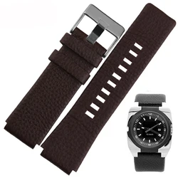 30X22mm Convex Mouth Genuine Leather Watchband for Diesel DZ1089 DZ1123 DZ1132 Replacement Watch Strap Belt Black Brown White