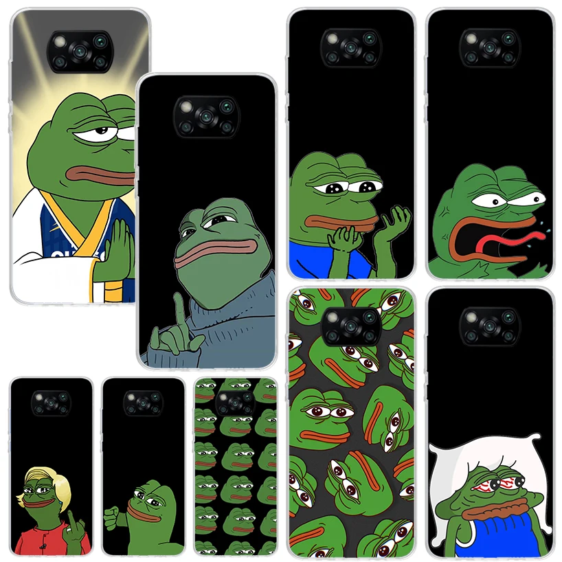 Cute Frogs Party Sad Pepe Phone Case For Xiaomi Poco X6 X5 X4 X3 Nfc F6 F5 Pro F4 Gt F3 F2 F1 M5S M4 M3 Art Fundas Back Cover