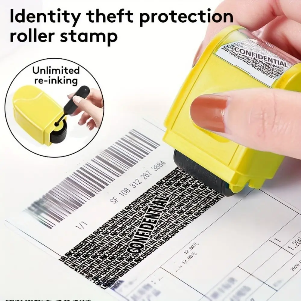Leakproof Identity Theft Protection Roller Stamp Roller Stamp Ink Refill Identity Stamp Roller Garbled Chapter Portable