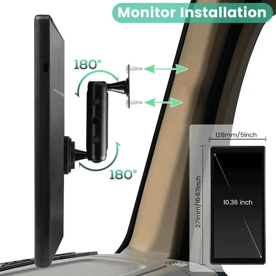 10.36'' Car Side View Vertical Mirror DVR Touch Screen Loop Recording Display 1080P BSD Dual for Truck Bus