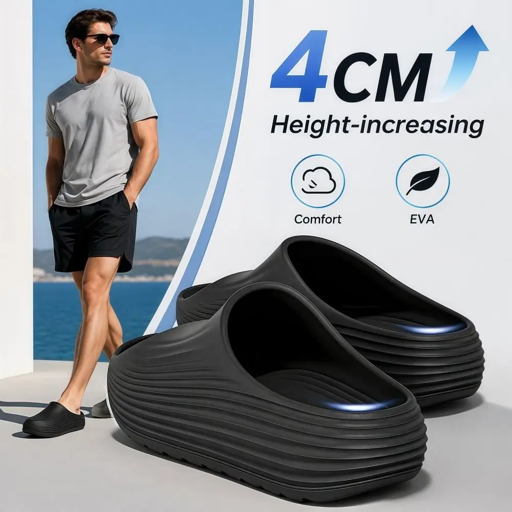 New Height-increasing Thick Heel Slippers Anti-Slip EVA Men's Slippers Step Sensation Anti-odor Cool Slippers Indoor Outdoor