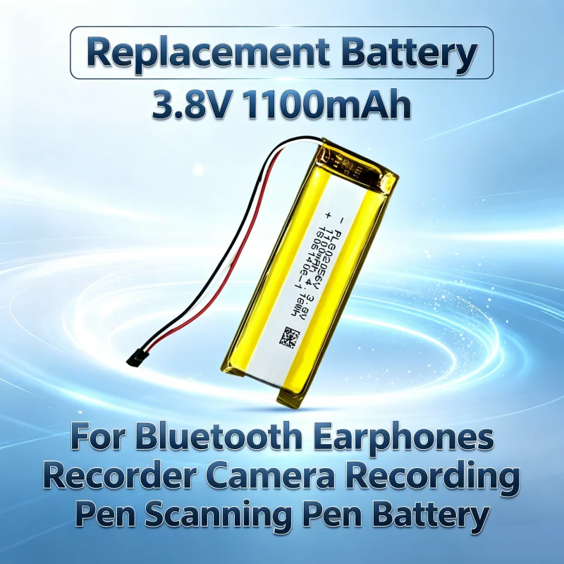 PL802056V 3.8V 1100mAh for Bluetooth Earphones Recorder Camera Recording Pen Scanning Pen Battery 3 Wire with Plug