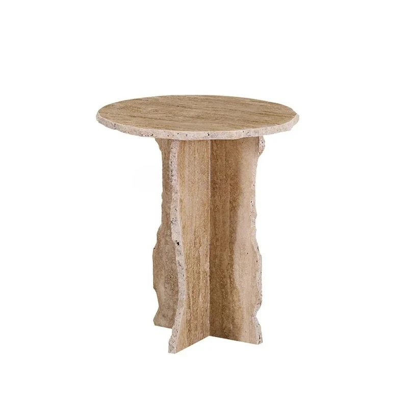 

Wabi Sand wind travertine edge table small coffee table designer living room sofa art small round table53
