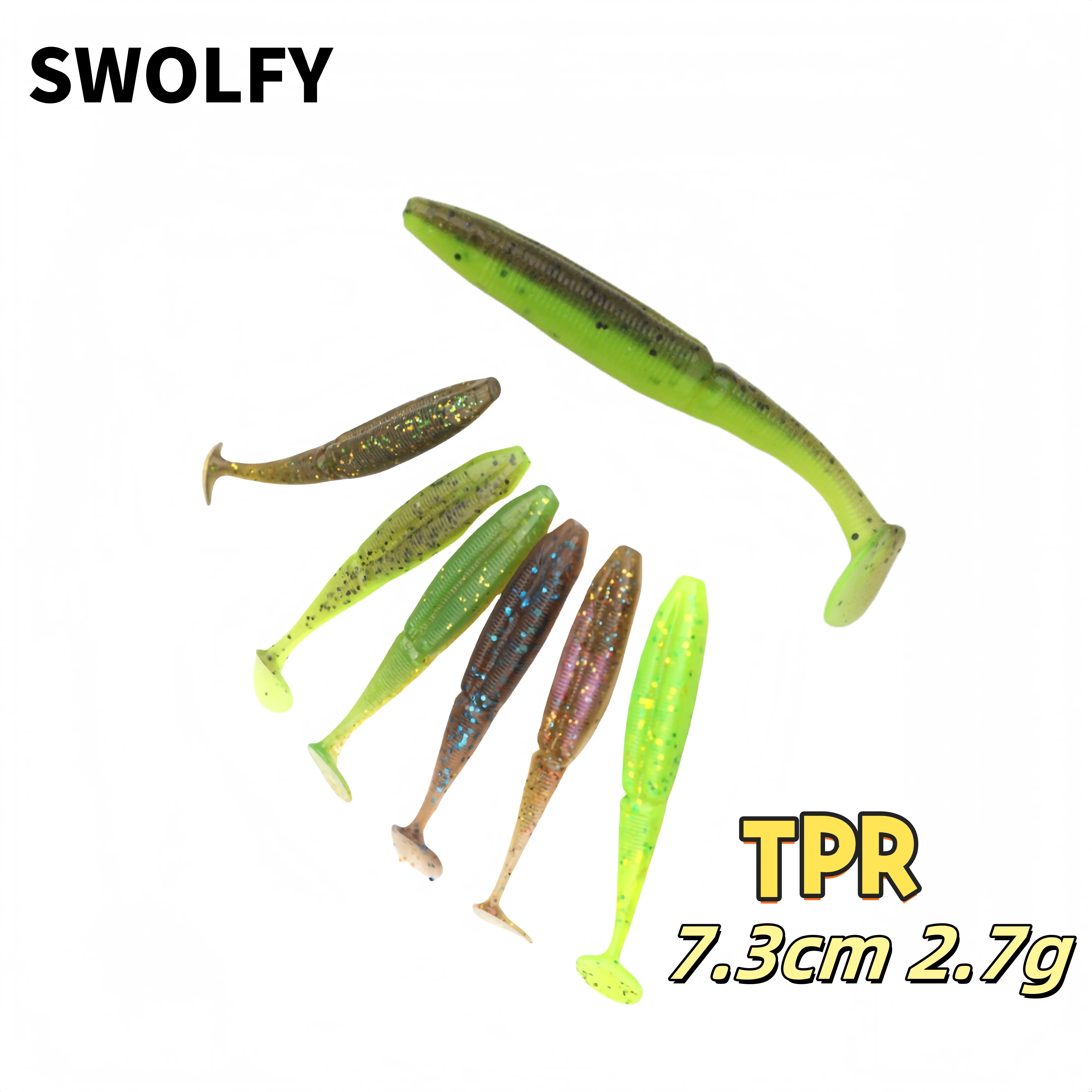 SWOLFY 8PCS TPE T-Schwanz Weiche Angeln Köder 3,5g/75mm Schwimmende Swimbait Wobbler Künstliche köder Silikon Bass Fishing Tackle – Detail 1