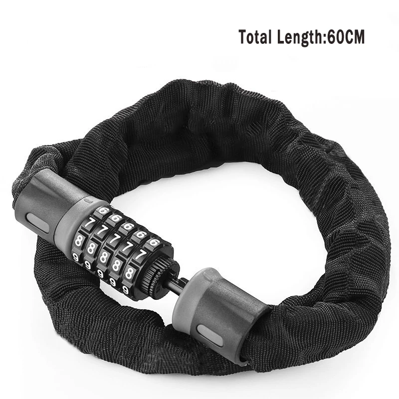 1Pc Heavy-Duty Bike Chain Lock High Security Anti Theft, Resettable Password,for Bicycle,Motorcycle, Scooter Durable Cable Lock