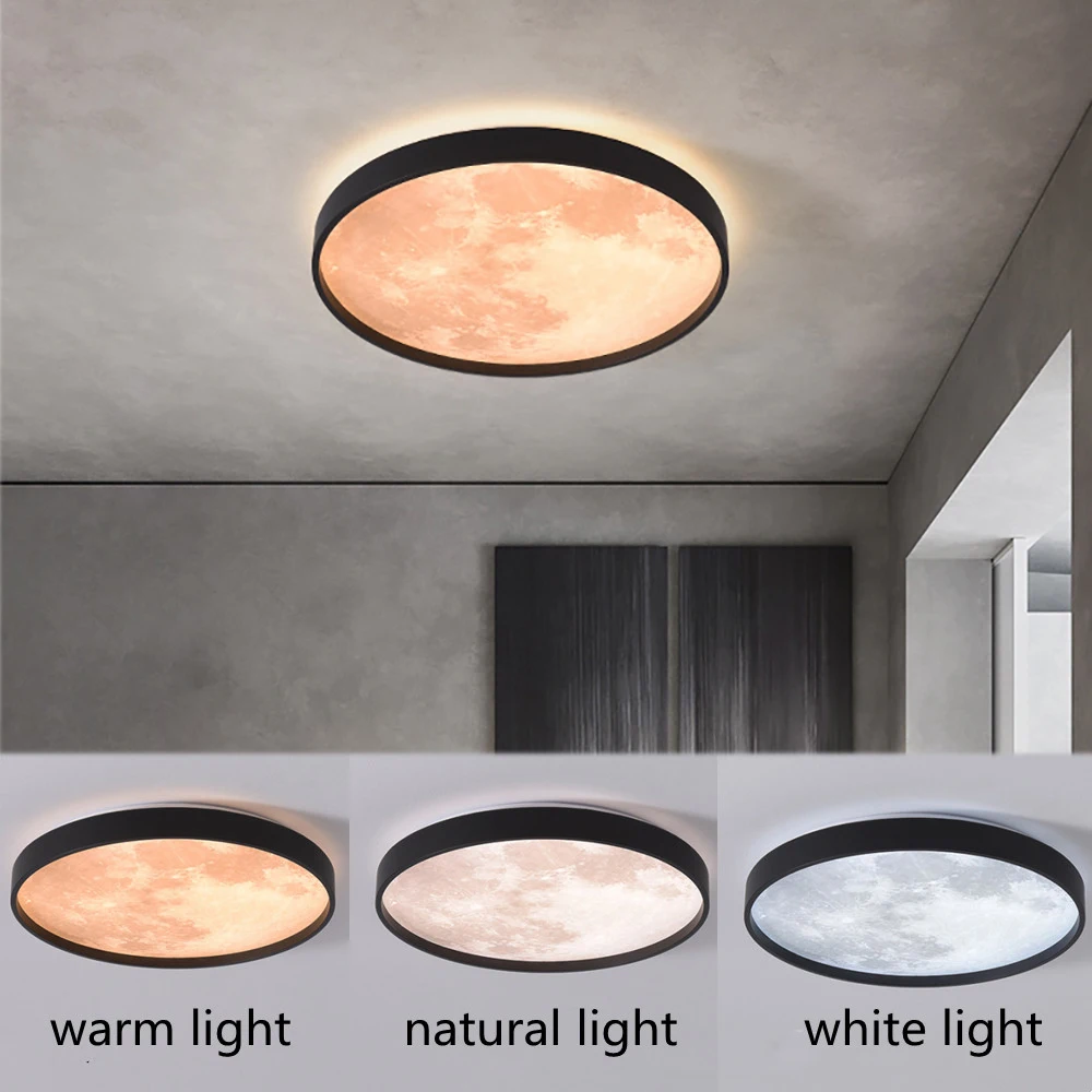 

Modern Creative Moon Ceiling Lamps 18W 24W 27W Ceiling Chandelier for Living Room Kitchen Aisle Led Circular Lamp