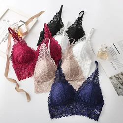 Women Lace Bra Summer Sexy Lingerie Fashion Push Up Bralette Female Soft Padded Tube Top Backless Seamless Wireless Underwear