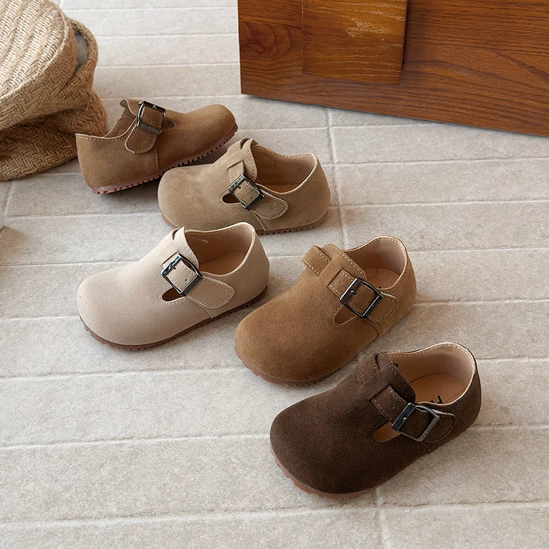 2026 Spring New Children Leather Shoes for Girls Fashion Korean Style Soft Anti-slippery Chic Versatile Breathable Flats 21-30