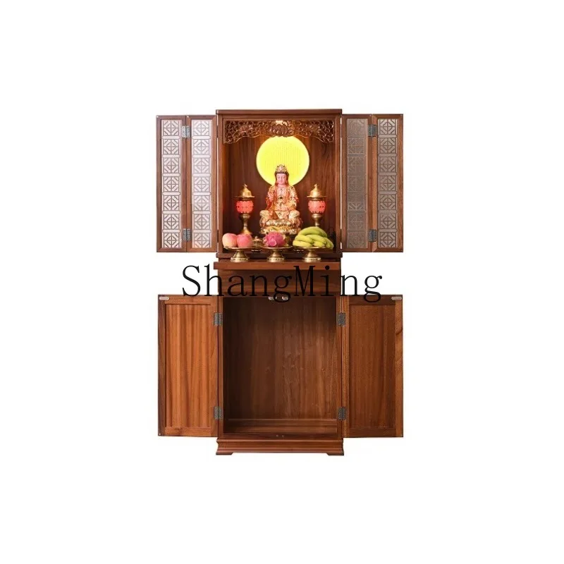 

ZHB Qibulian solid wood new Chinese vertical cabinet Buddha cabinet household statue offering offering table incense table