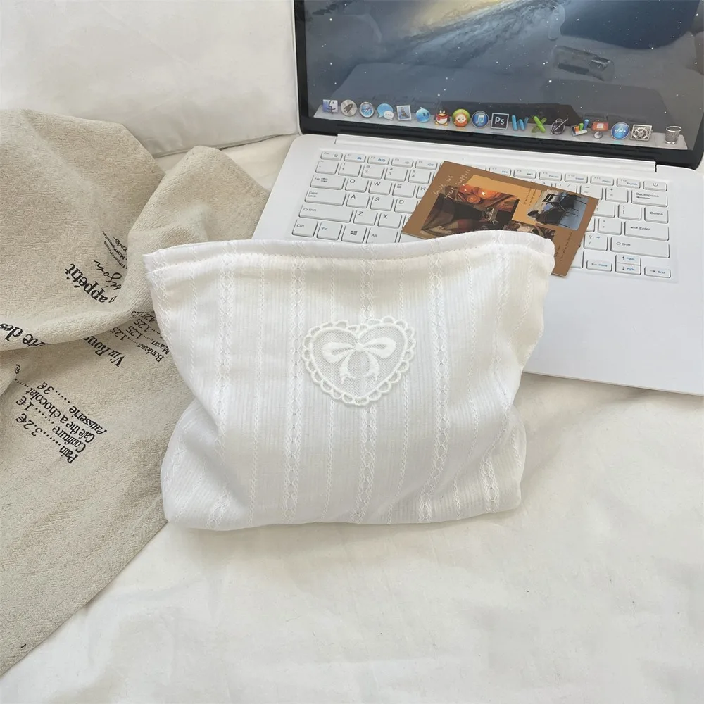New Candy Color Makeup Bag Bowknot Multifunctional Cosmetic Pouch Large Capacity Stationery Bag Travel