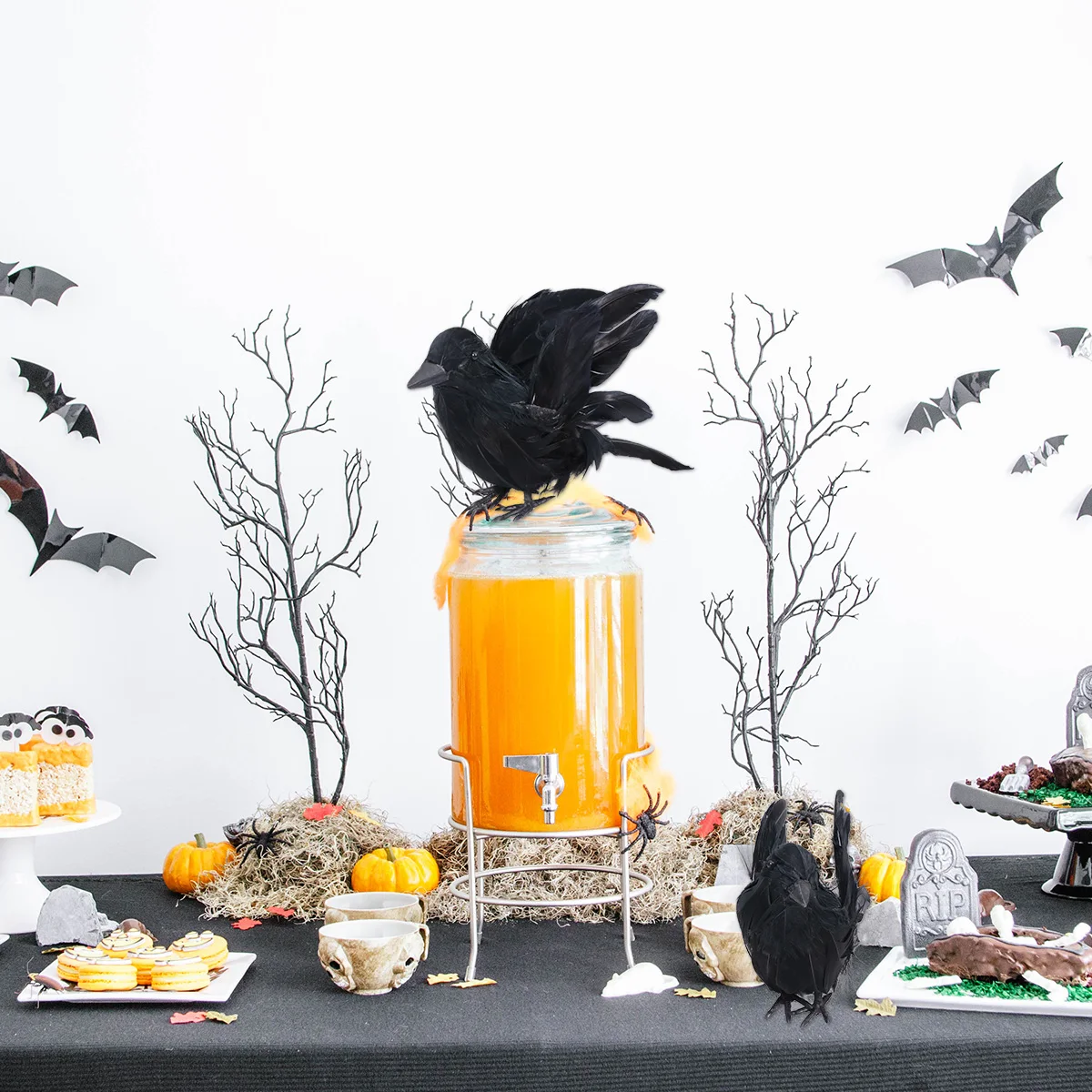 

Crow Ornament Mini Crows Classy Halloween Decor Birds Ravens Faux Black Costume Adult Stand