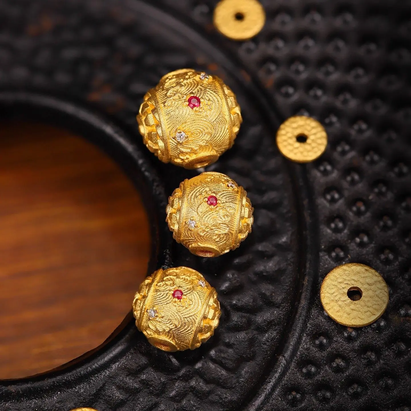 Chinese Feng Shui Lucky Gold Plated Cornucopia Spacer Beads 10mm 12mm Blessing Diy Bracelet Jewelry Making Supplies For Good Wea