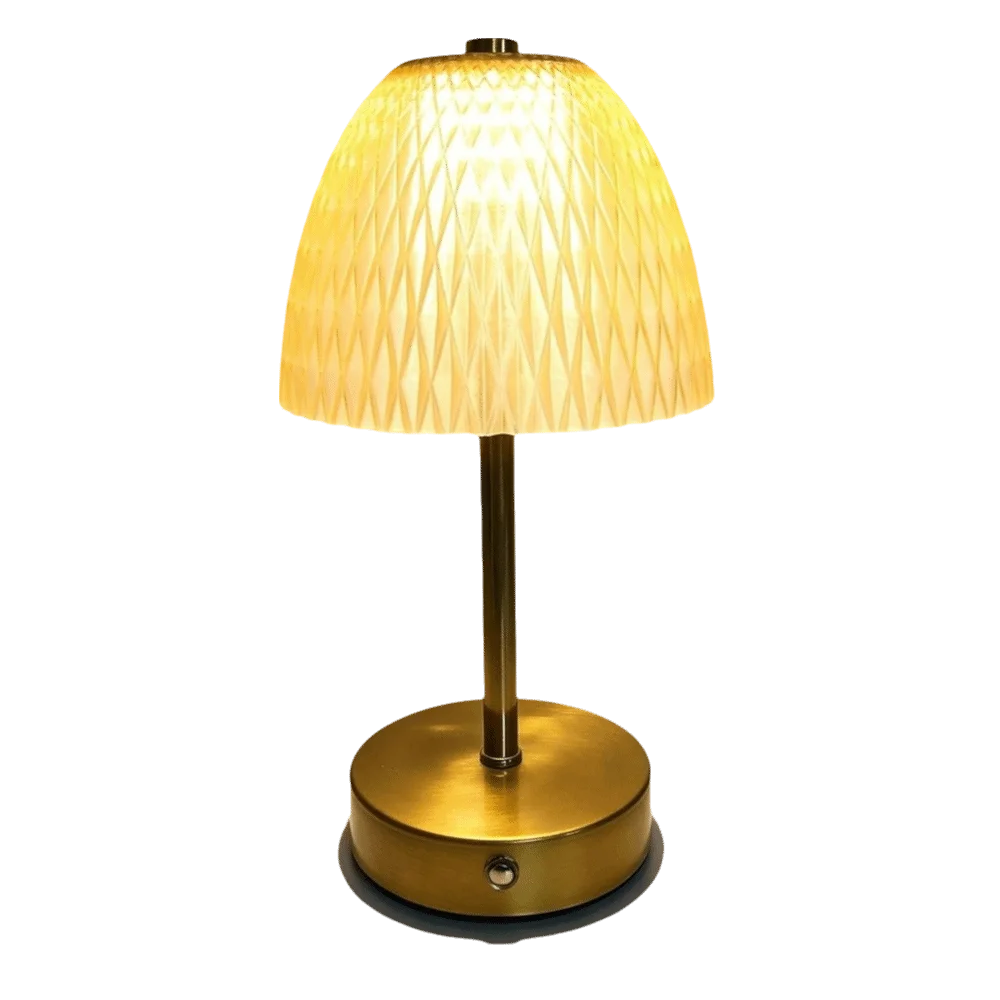 Vintage Nordic Style Table Lamp Dimmable Small Gold Bedside Lamp Cordless USB Rechargeable Nightstand Light Bathroom